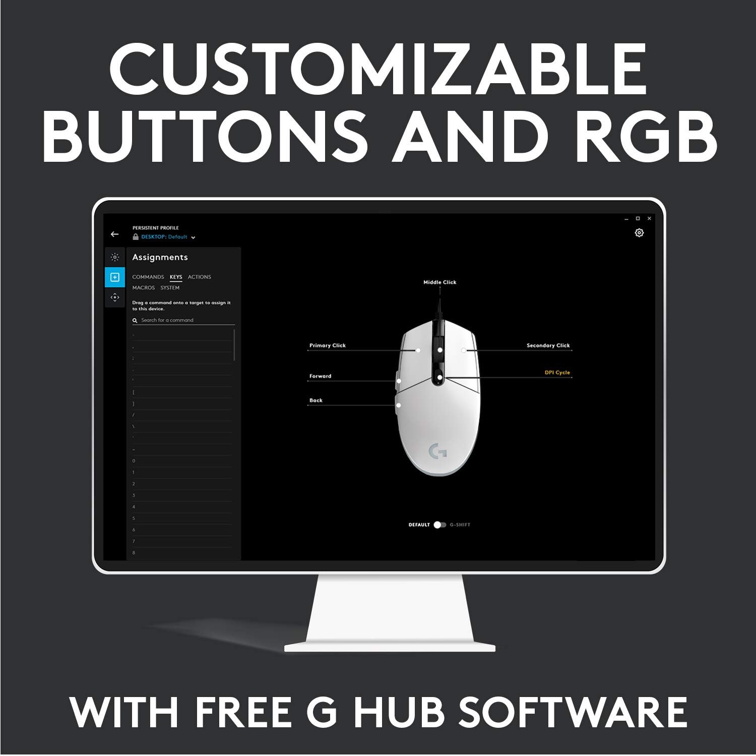 Logitech G102 Light Sync Gaming Mouse with Customizable RGB Lighting, 6 Programmable Buttons, Gaming Grade Sensor, 8K DPI Tracking,16.8mn Color, Light Weight - White