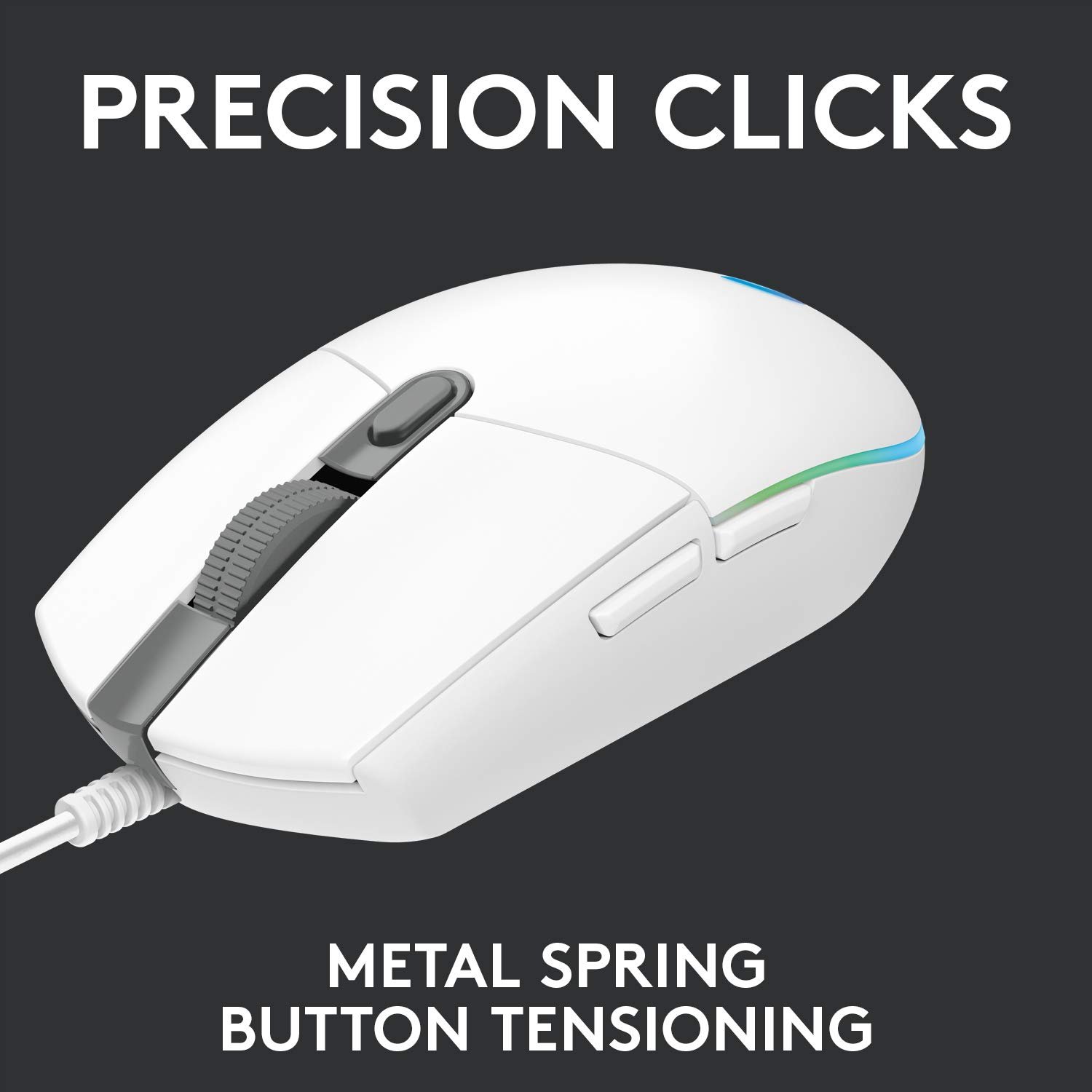 Logitech G102 Light Sync Gaming Mouse with Customizable RGB Lighting, 6 Programmable Buttons, Gaming Grade Sensor, 8K DPI Tracking,16.8mn Color, Light Weight - White