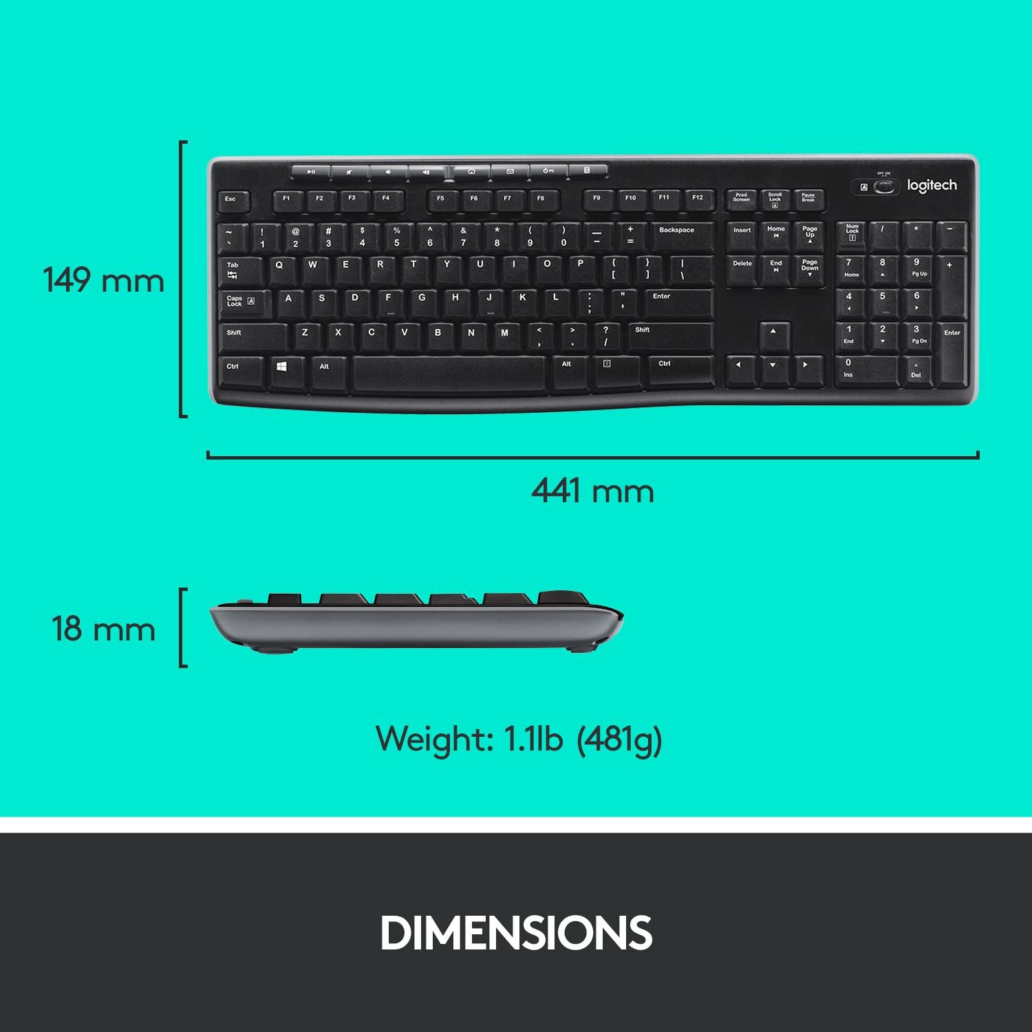 Logitech MK270r Wireless Keyboard and Mouse Combo for Windows, 2.4 GHz Wireless, Spill-Resistant Design, 8 Multimedia & Shortcut Keys, 3-Year Battery Life, PC/Laptop Black