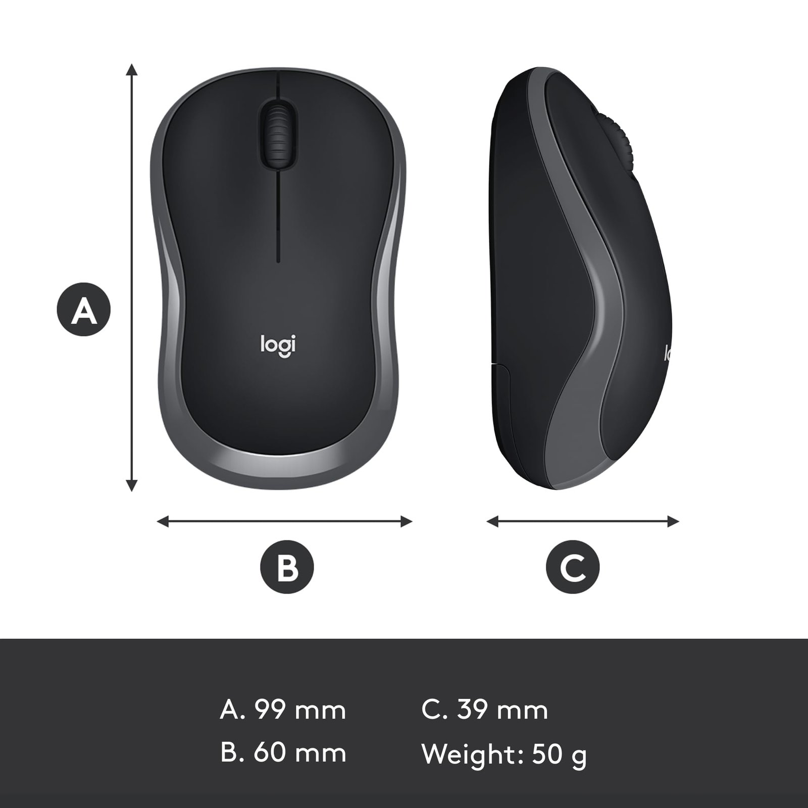 Logitech M186 Wireless Mouse, 2.4GHz with USB Mini Receiver, 3 Years Battery Life, 1000 DPI Optical Tracking, Ambidextrous, Compatible with PC, Mac, Laptop