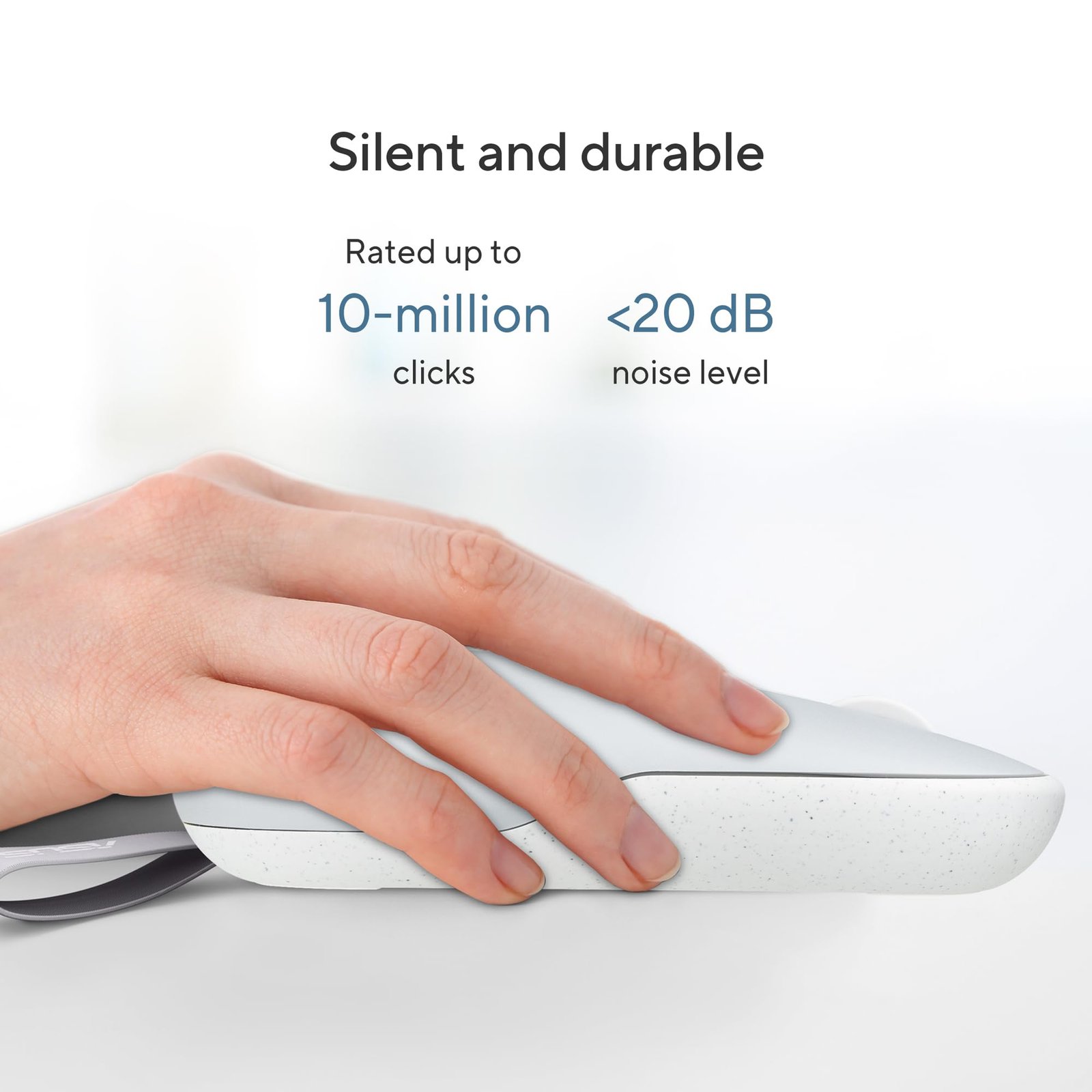 ASUS Marshmallow MD100 Wireless Bluetooth Mouse with Dual Mode (Bluetooth 5.0 & 2.4GHz), Silent Clicks, Adjustable 800/1000/1600 DPI, Multi-Device, Ergonomic Design, Grey, 1-Year Warranty