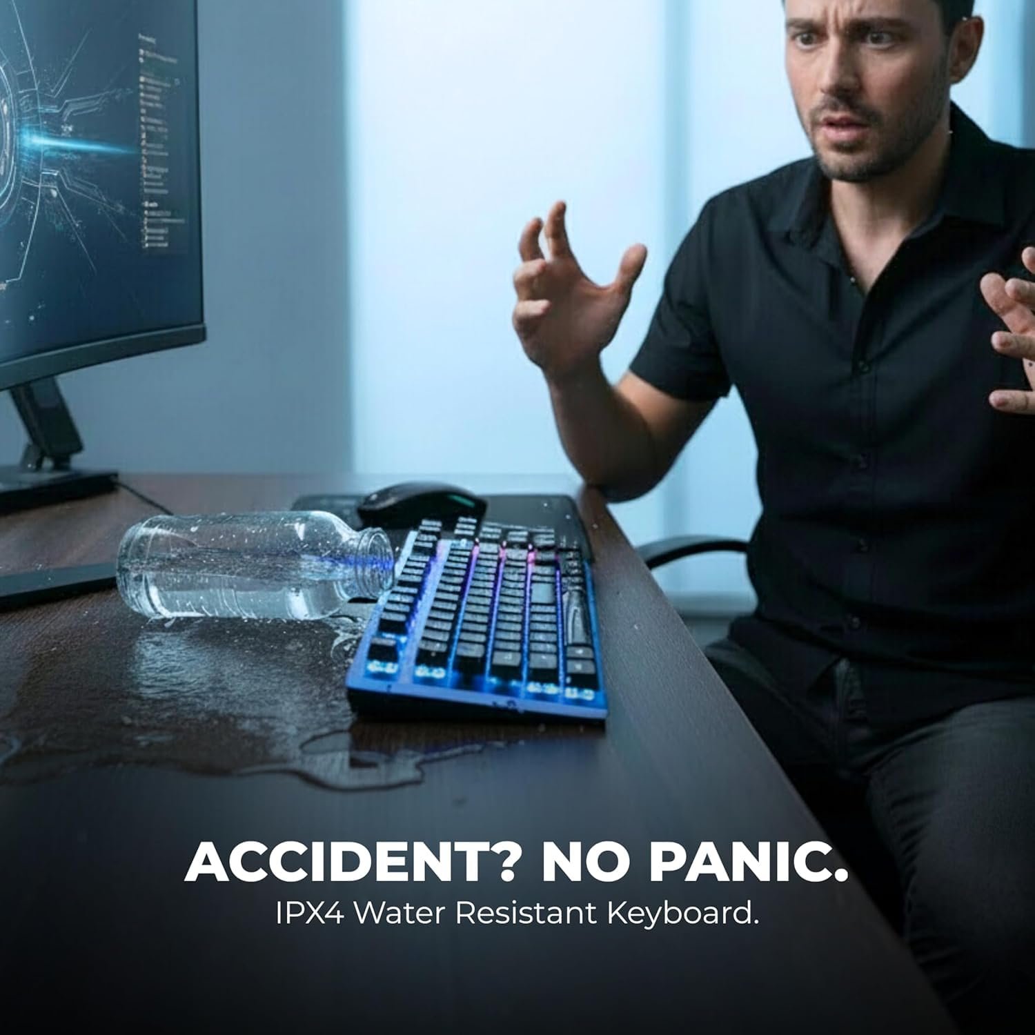 Geonix Cruiser K5, Wired Gaming Keyboard, 104 Keys, 1.5m Cable, 12 Multimedia Keys, USB Interface, RGB Colour, Plug and Play