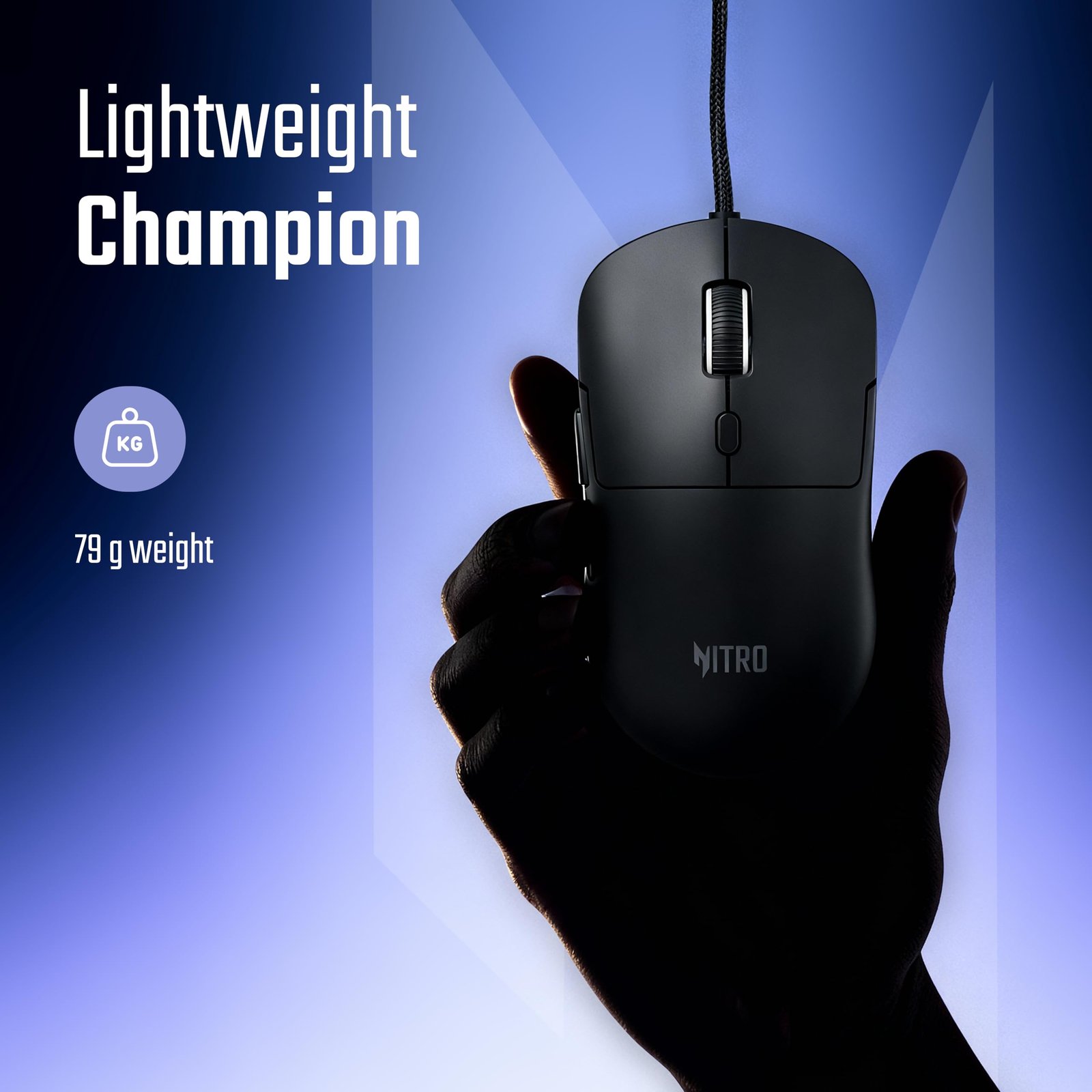 acer Nitro 7 Wired Gaming Mouse | 7-Button RGB Lighting | 1200–12400 DPI Sensor | 1000Hz Polling Rate | 1.5M Paracord Cable | 50M Click Switches | Lightweight 79g | PC/Laptop Compatible – Black