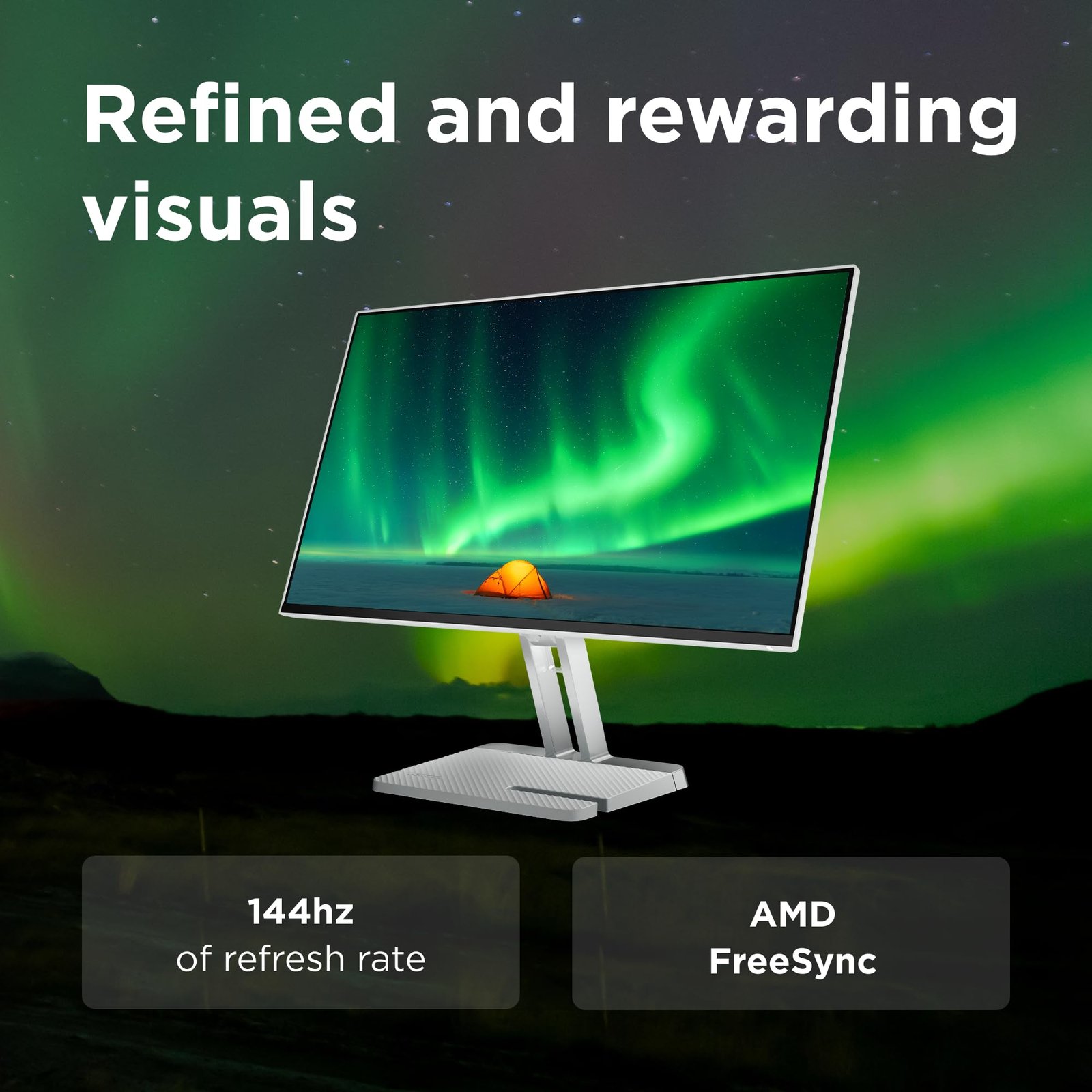 Lenovo L24-4C| 24 Inch (60.96cm) Ultraslim PC Monitor, IPS, FHD 1920x1080, 144Hz, 99% sRGB, 1ms, 2x3W Speakers, HDMI, Display Port, Audio Out Port, AMD FreeSync,Eyesafe, Bezel-Less, VESA Mount, Grey