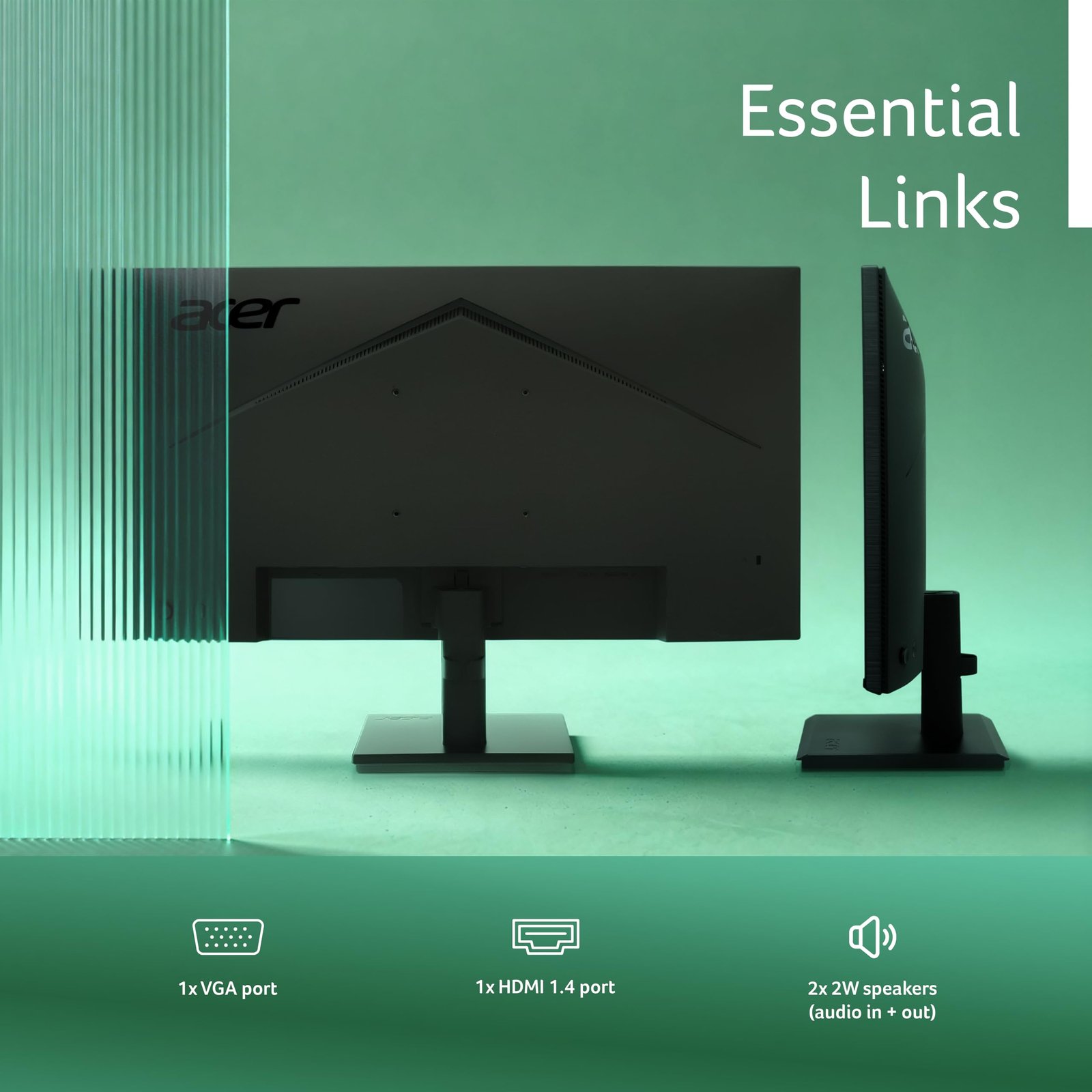 Acer Vero V247Y G 23.8 Inch Full HD IPS Monitor I 120Hz Refresh, AdaptiveSync I 99% sRGB, 1500:1 Contrast I 2x2W Speakers I HDMI +VGA I ZeroFrame I VisionCare 2.0 I VESA I Energy Star I Black