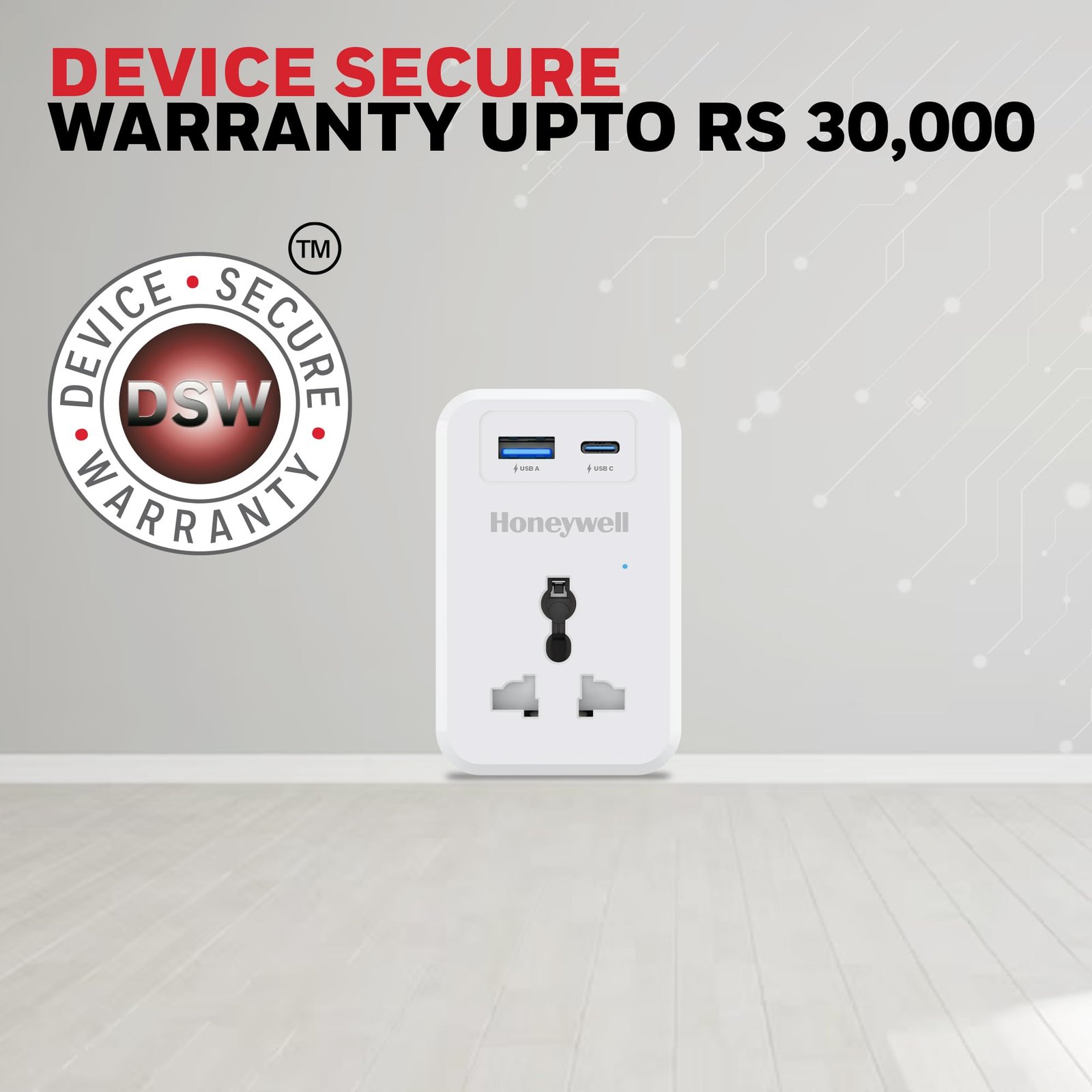 Honeywell 3 Out Surge Cube, Spike Guard, 1 Outlet, PD20W & USB A Port, 7500Amp, Charge On The Go, Device Secure Warranty, Automatic Overload Protection, 3 Years Manufacturer Warranty