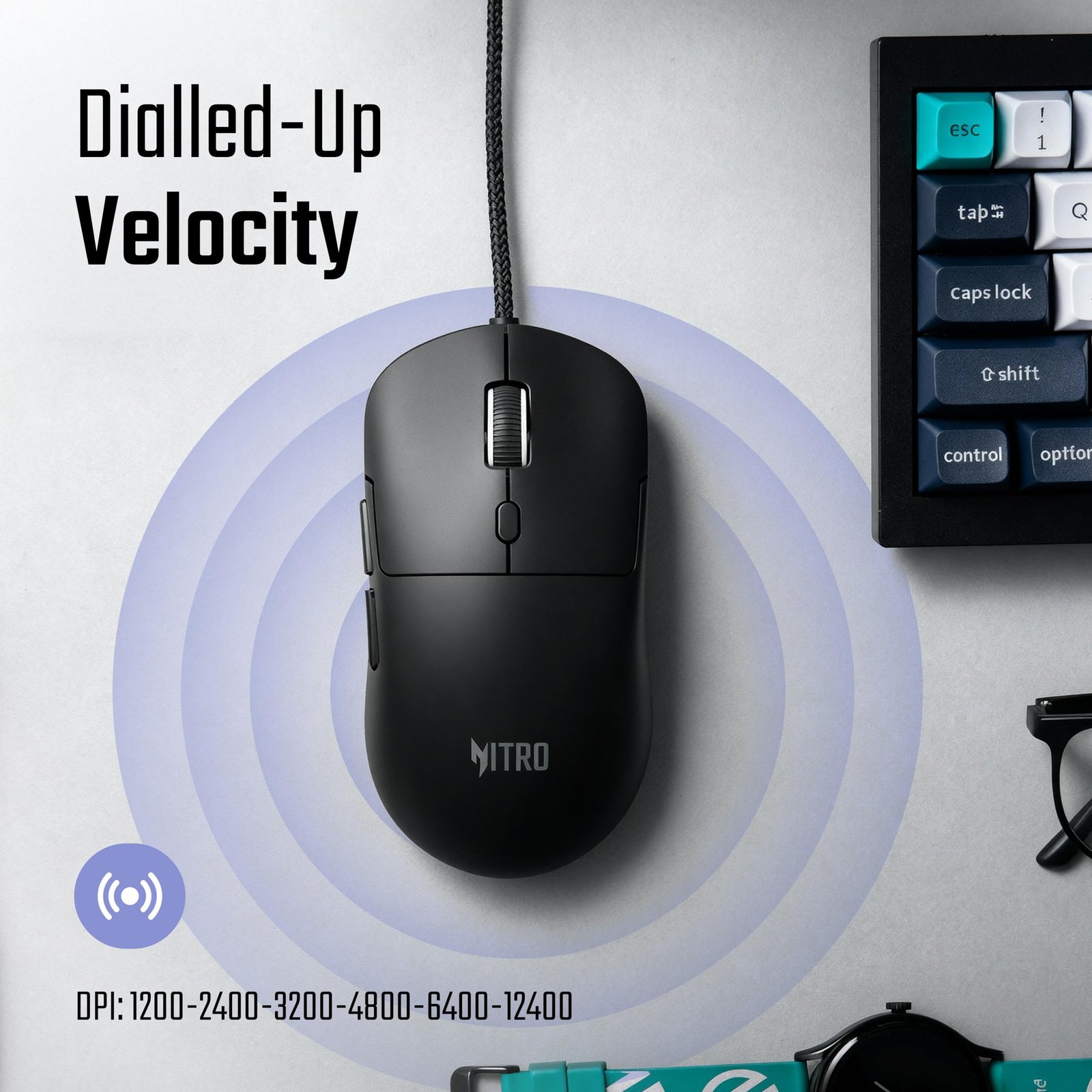 acer Nitro 7 Wired Gaming Mouse | 7-Button RGB Lighting | 1200–12400 DPI Sensor | 1000Hz Polling Rate | 1.5M Paracord Cable | 50M Click Switches | Lightweight 79g | PC/Laptop Compatible – Black