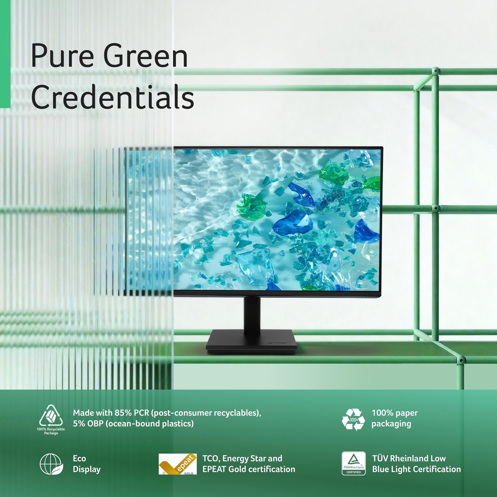 Acer Vero V247Y G 23.8 Inch Full HD IPS Monitor I 120Hz Refresh, AdaptiveSync I 99% sRGB, 1500:1 Contrast I 2x2W Speakers I HDMI +VGA I ZeroFrame I VisionCare 2.0 I VESA I Energy Star I Black